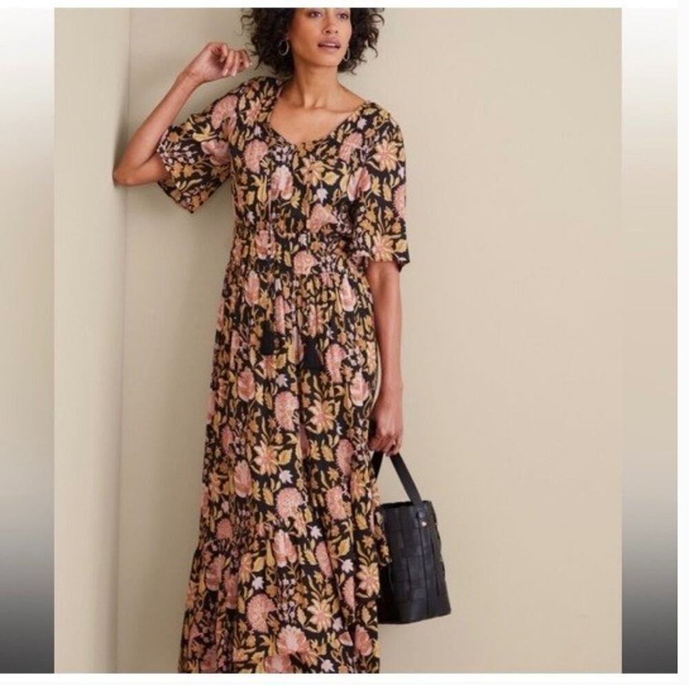Soft Surroundings Sz 4 Marissa Multi Floral Dress Boho Cottagecore Fall